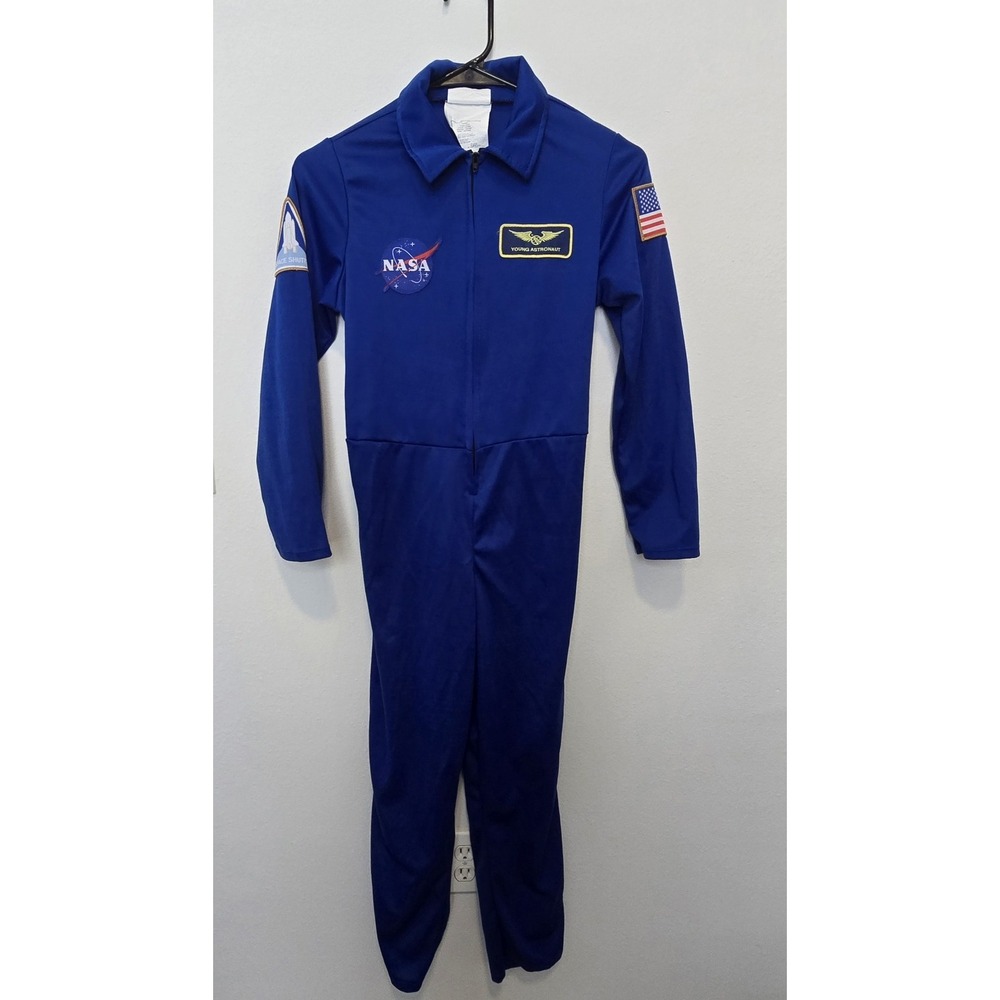 NASA Astronaut Costume Kids Large 10-12 Blue Jumpsuit California Costumes